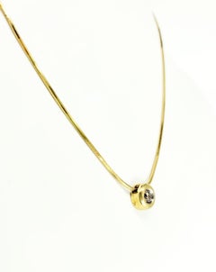 Vintage 0.40 Carat Round Bezel Set Diamond Necklace 18 Karat