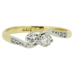 Vintage 0.40 Carat Two-Stone Diamond Crossover Ring