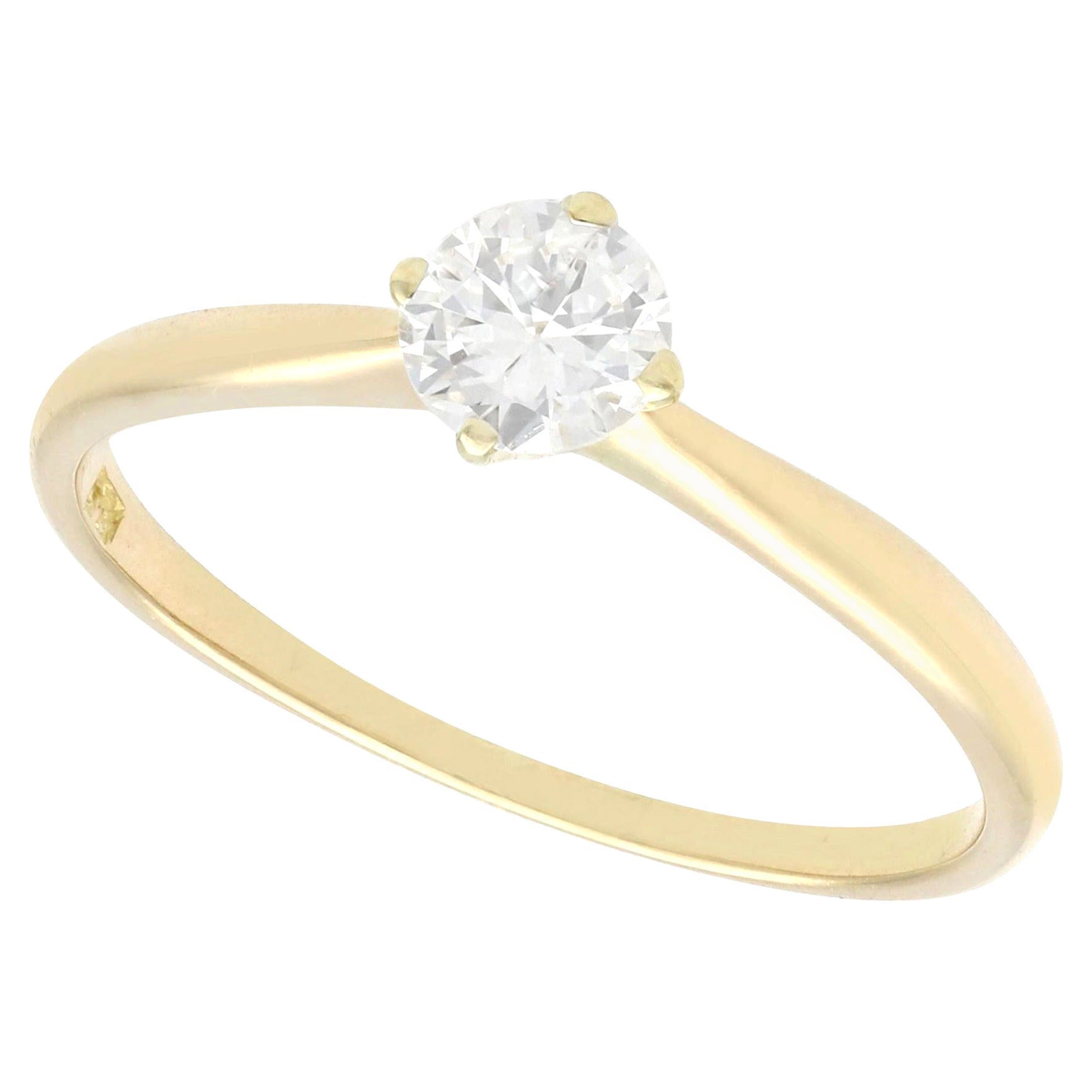 Anillo de compromiso solitario vintage de oro amarillo de 14 quilates y diamantes de 0,40 quilates
