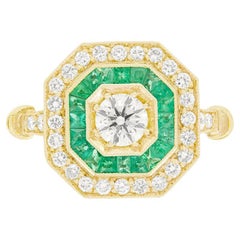 Vintage 0,40ct Diamant und Smaragd Cluster, ca. 1980er Jahre