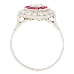 Vintage 0.40ct Diamond and Ruby Target Ring, c.1950s