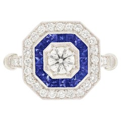 Racimo de dianas vintage de diamantes y zafiros de 0,40 ct, c.1970
