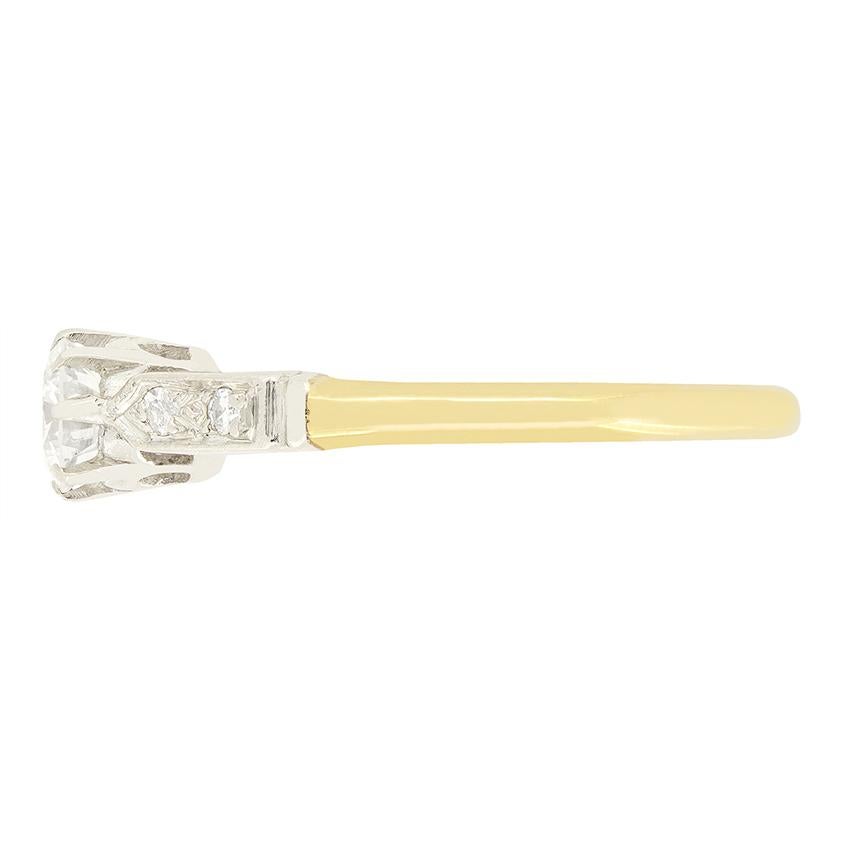 Anillo solitario de diamantes vintage de 0,40 ct, c.1950 Corte brillante en venta