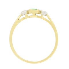 Vintage 0.40ct Emerald and Diamond Trilogy Ring, hallmarked 1996