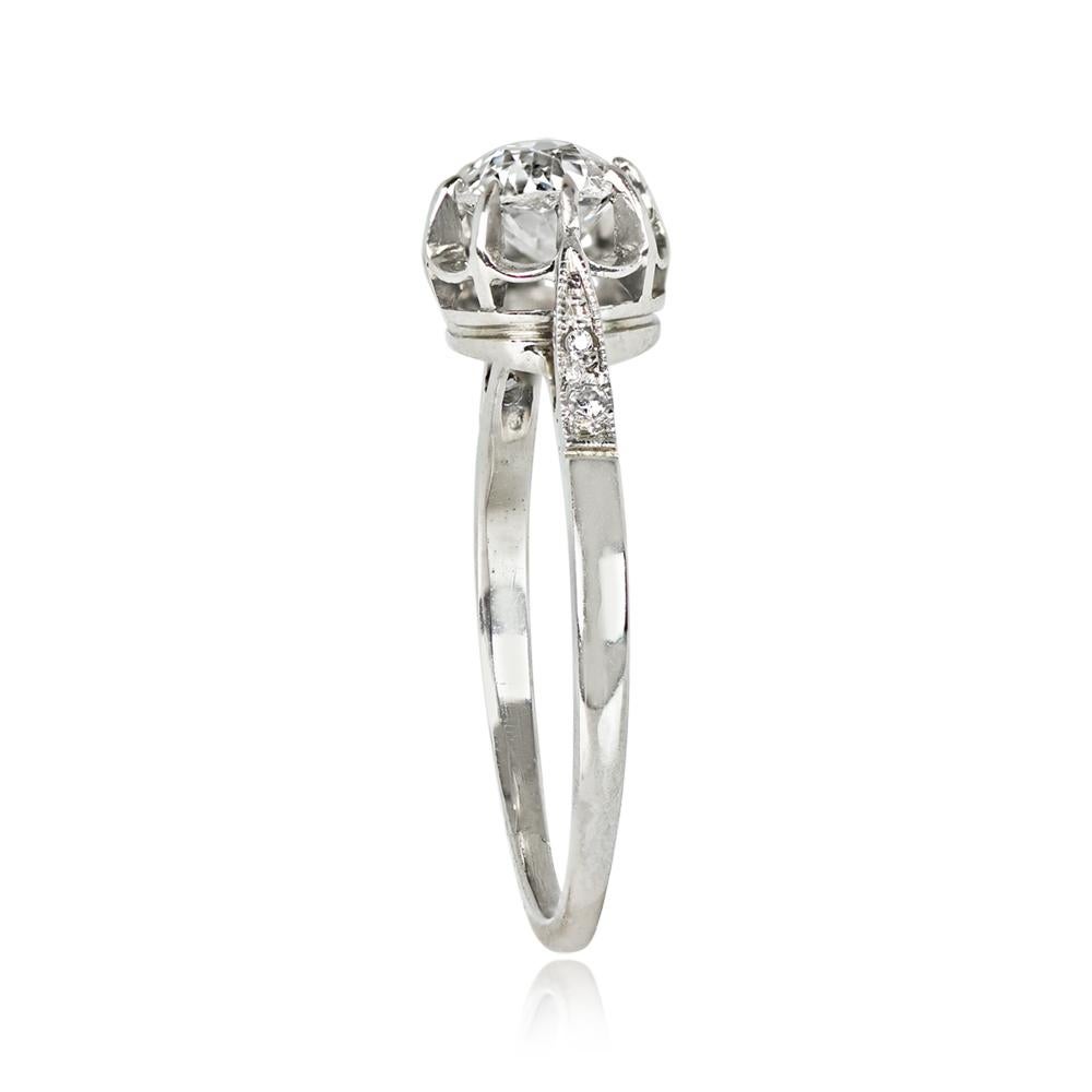 Retro Vintage 0.40ct Old Mine Cut Diamond Engagement Ring, H Color, 14k White Gold For Sale