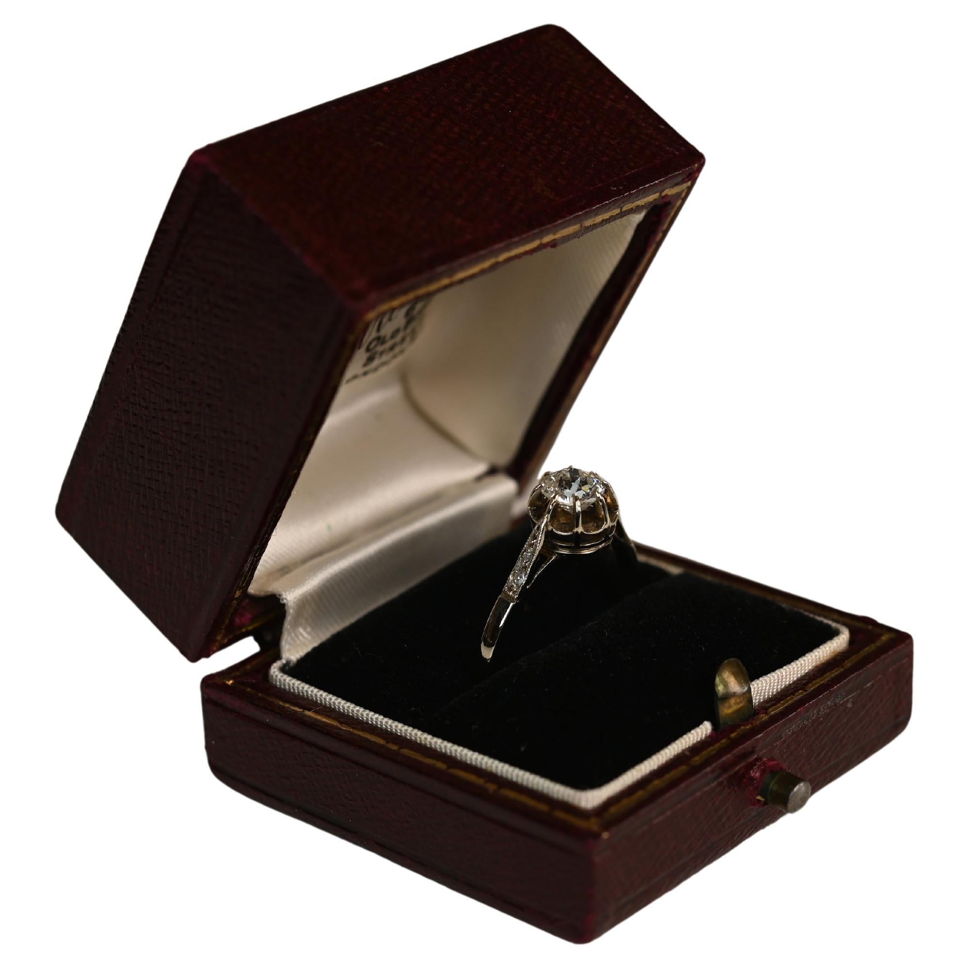 Vintage (Approx 0.4-Carats) Old Mine Cut Diamond Ring, 14k White Gold