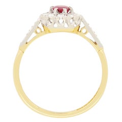 Vintage-Cluster mit 0,40 Karat Rubin und Diamant, gestempelt 1968