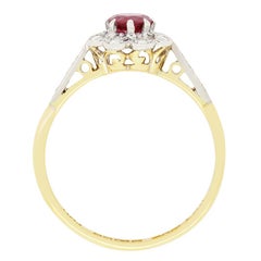 Vintage 0.40ct Ruby and Diamond Cluster Ring, c.1960s