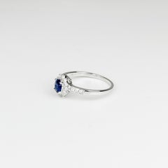 Vintage 0.40ct Sri Lanka Blue Sapphire Diamond Ring in 18K White Gold