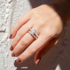 Vintage 0.42 Carat Rub Over Set Diamond 18 Carat White Gold Halo Cluster Ring