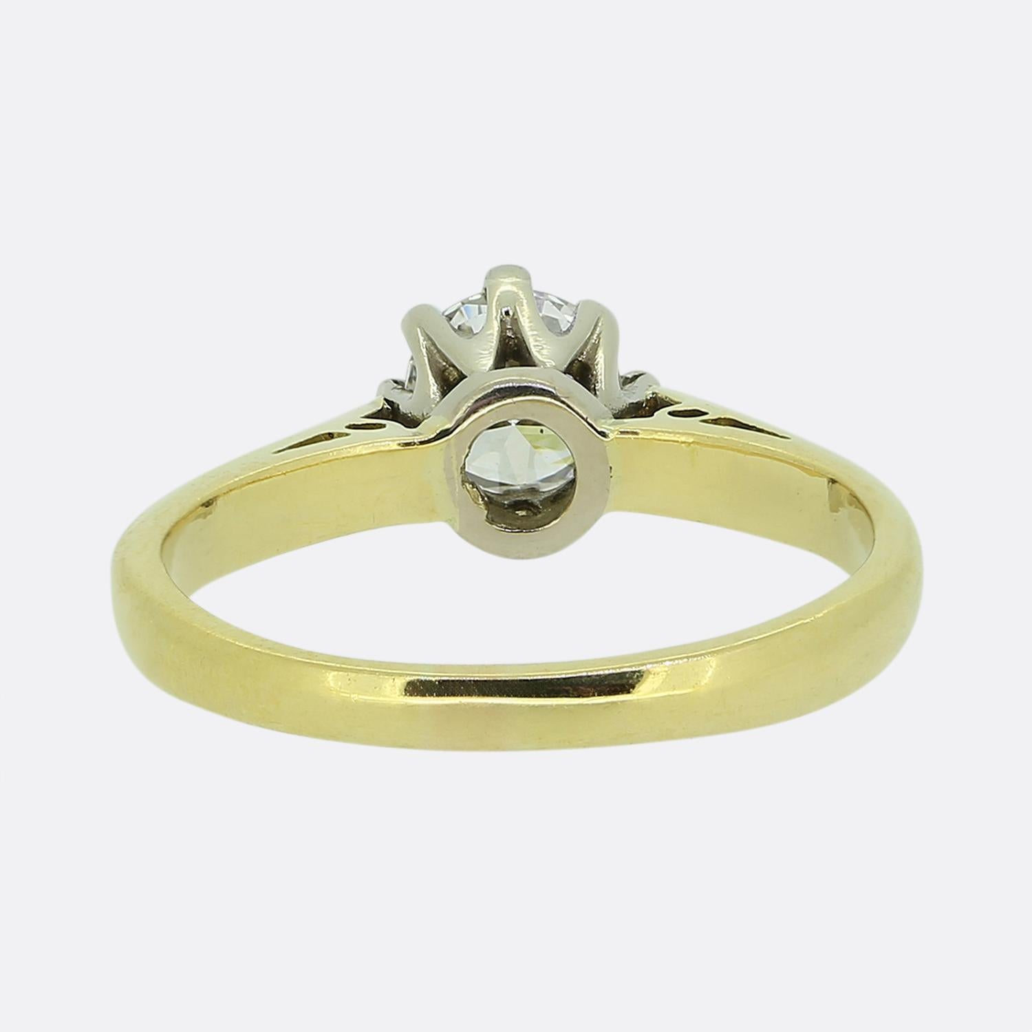 Vintage 0.45 Carat Diamond Solitaire Ring In Good Condition For Sale In London, GB