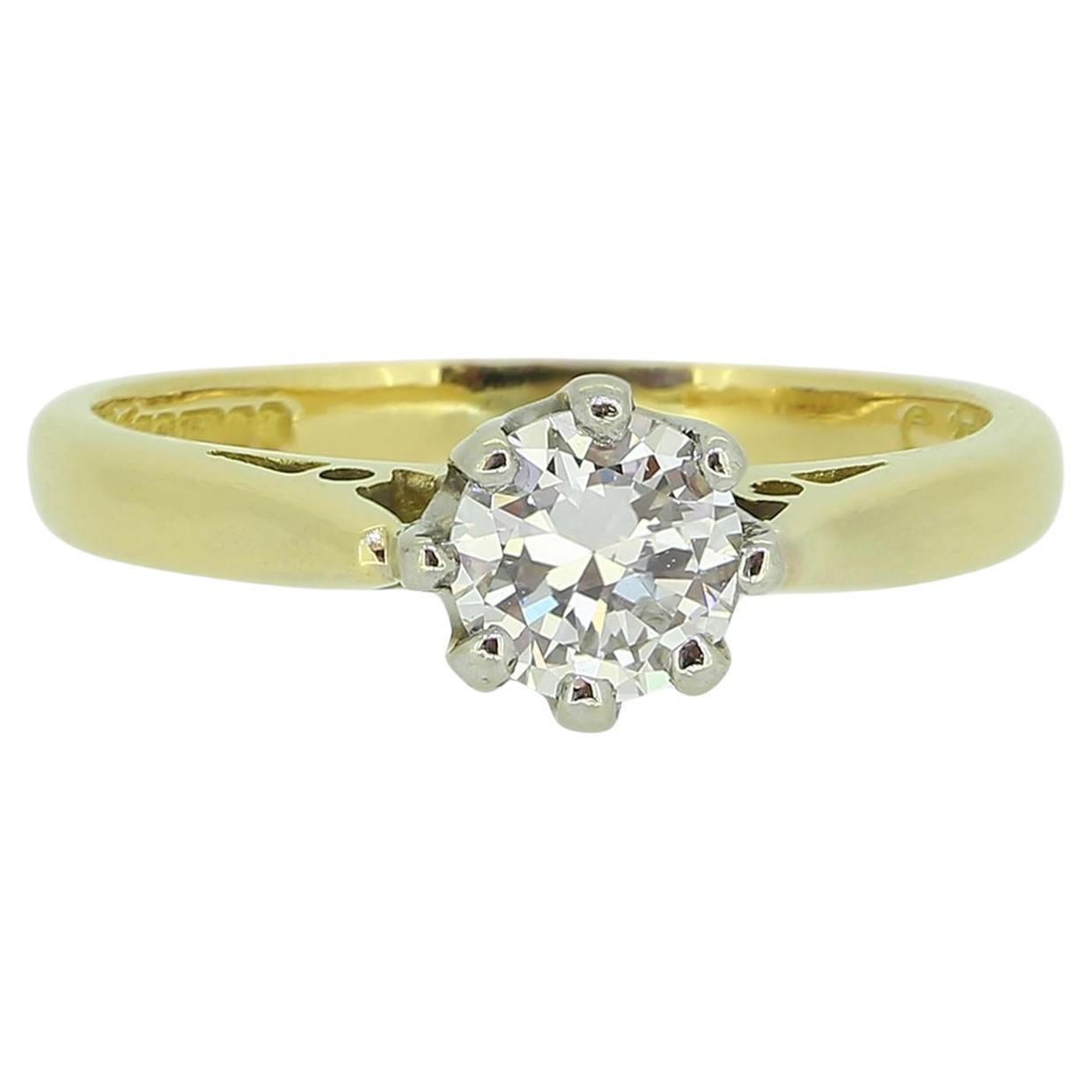 Vintage 0.45 Carat Diamond Solitaire Ring For Sale