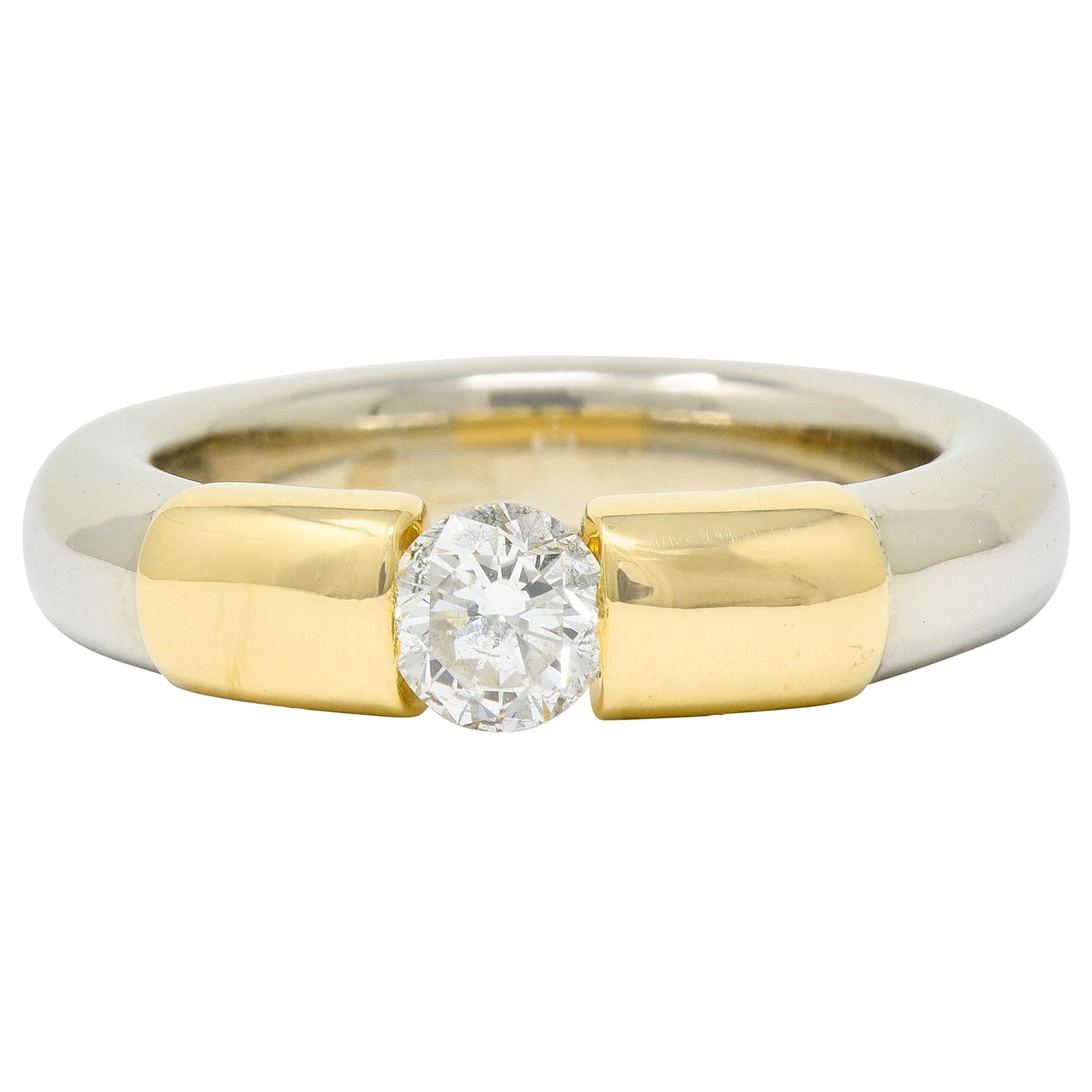 Vintage 0::45 Karat Spannung gesetzt Diamant 14 Karat Zwei-Ton-Gold Band Ring