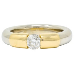 Vintage 0.45 Carat Tension Set Diamond 14 Karat Two-Tone Gold Band Ring