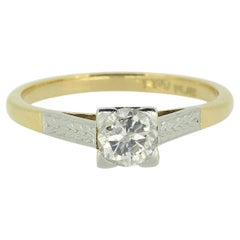 Vintage 0.45 Carat Transitional Cut Diamond Solitaire Ring