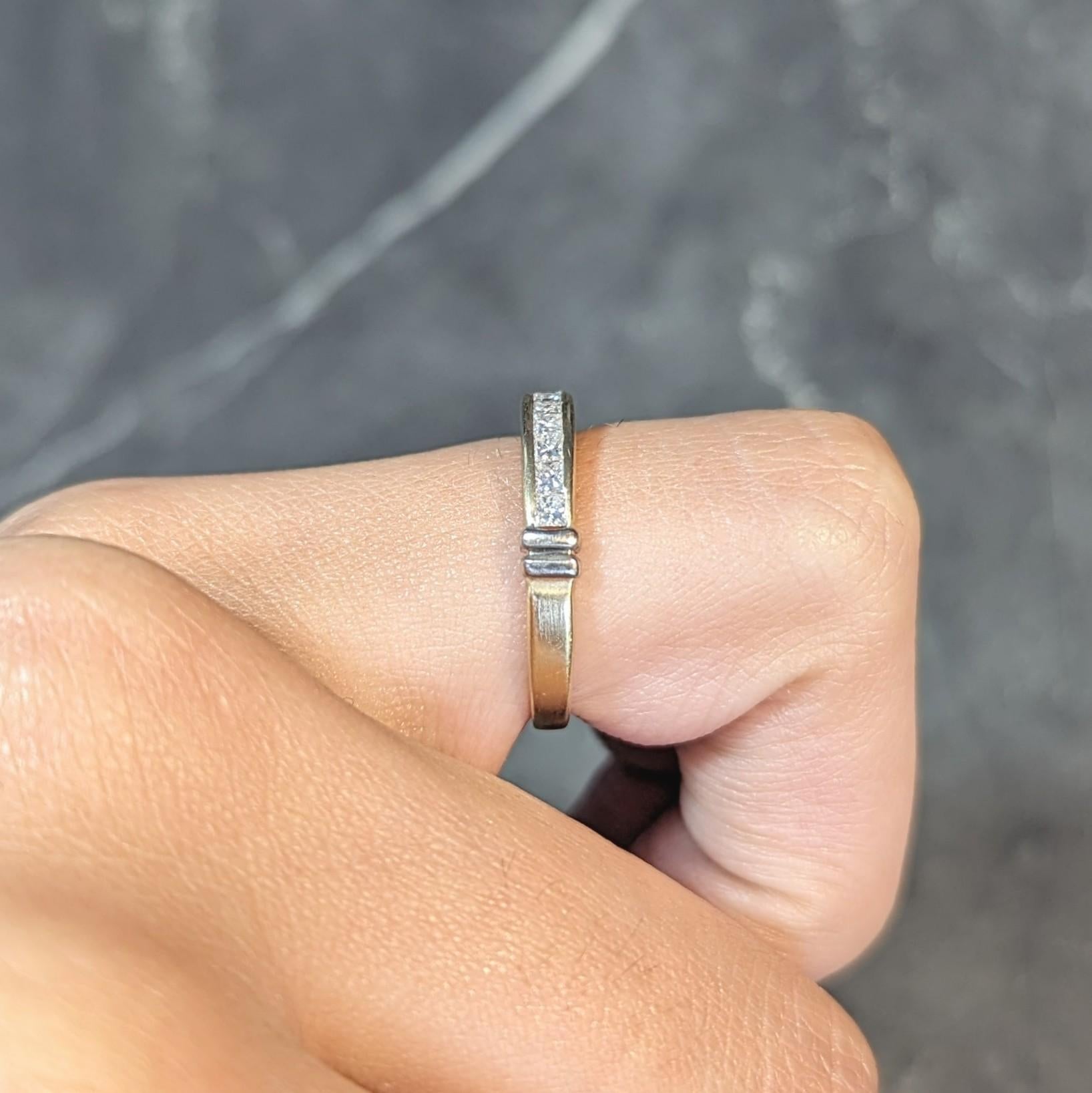 Vintage 0,45 Karat Prinzessin-Diamant 14K zweifarbiger Gold Channel-Ring, Vintage im Angebot 4