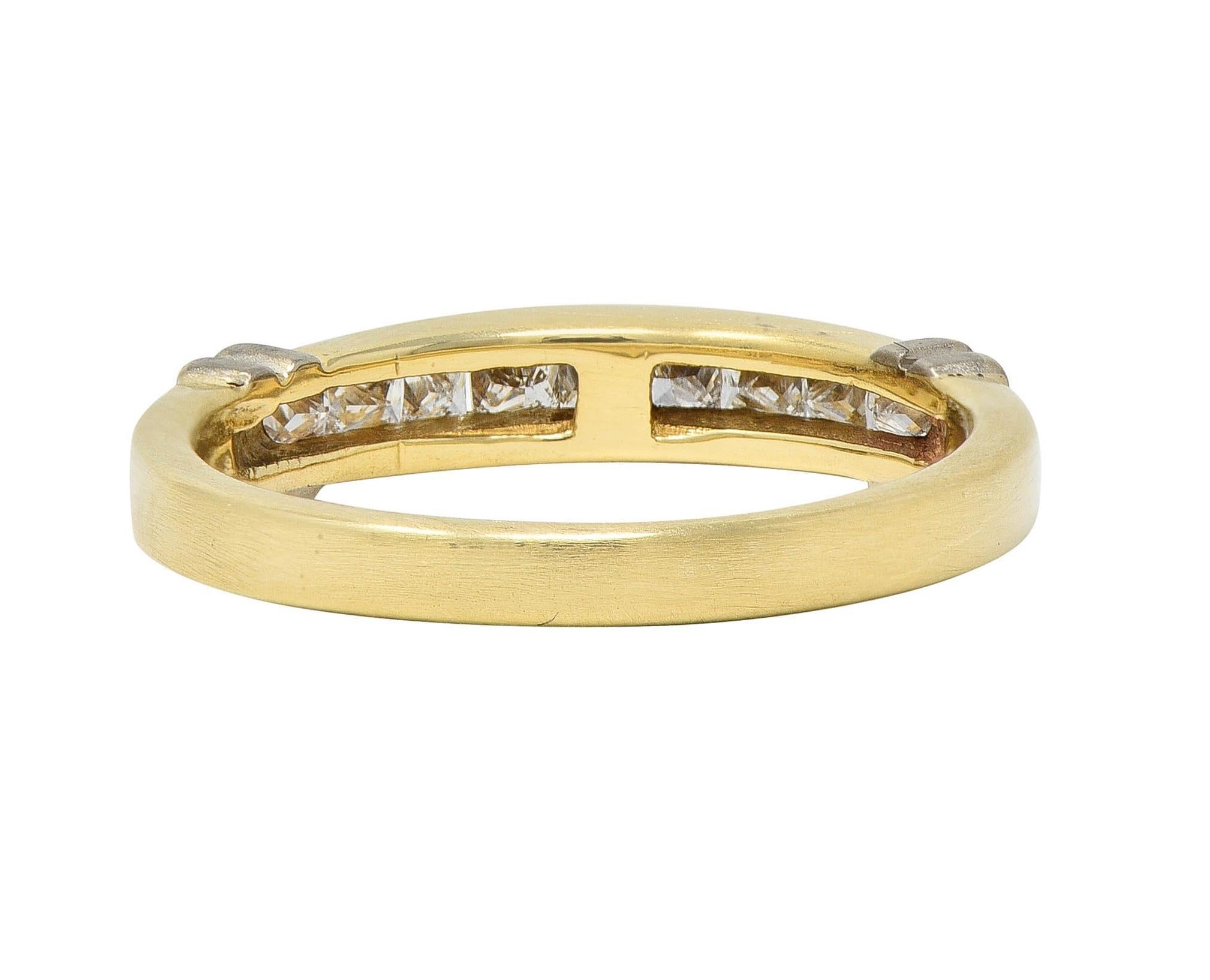 Vintage 0,45 Karat Prinzessin-Diamant 14K zweifarbiger Gold Channel-Ring, Vintage (Carréschliff) im Angebot