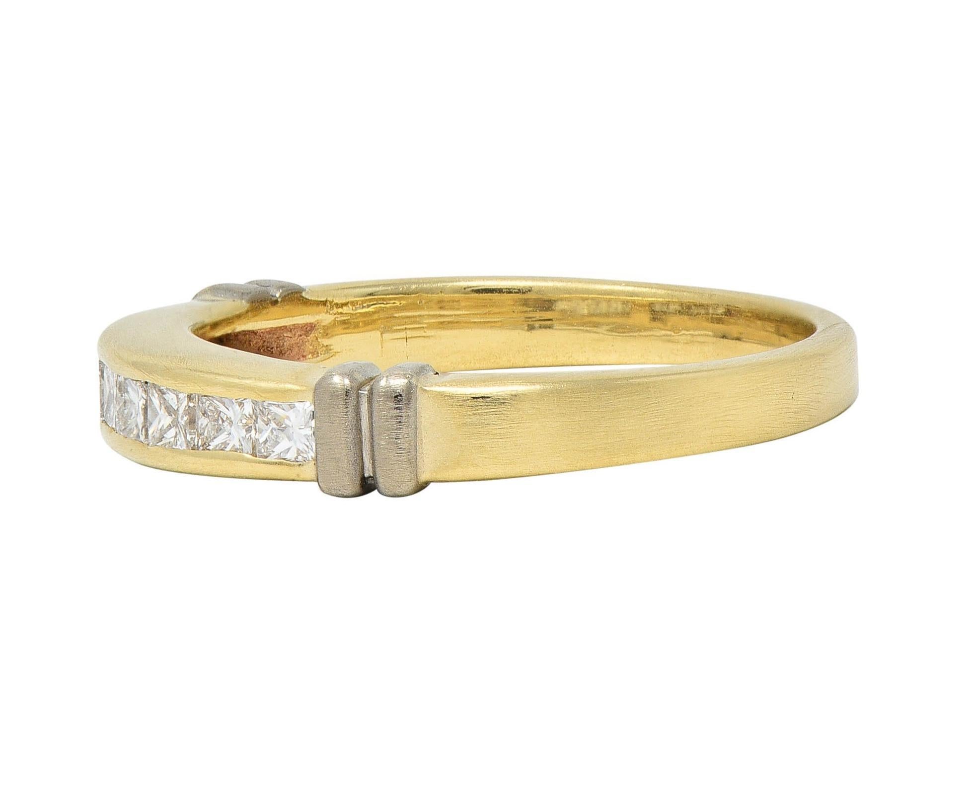Vintage 0,45 Karat Prinzessin-Diamant 14K zweifarbiger Gold Channel-Ring, Vintage im Zustand „Hervorragend“ im Angebot in Philadelphia, PA