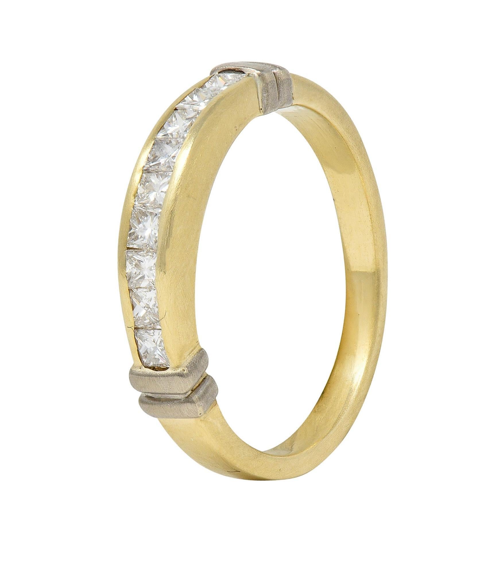 Vintage 0,45 Karat Prinzessin-Diamant 14K zweifarbiger Gold Channel-Ring, Vintage für Damen oder Herren im Angebot