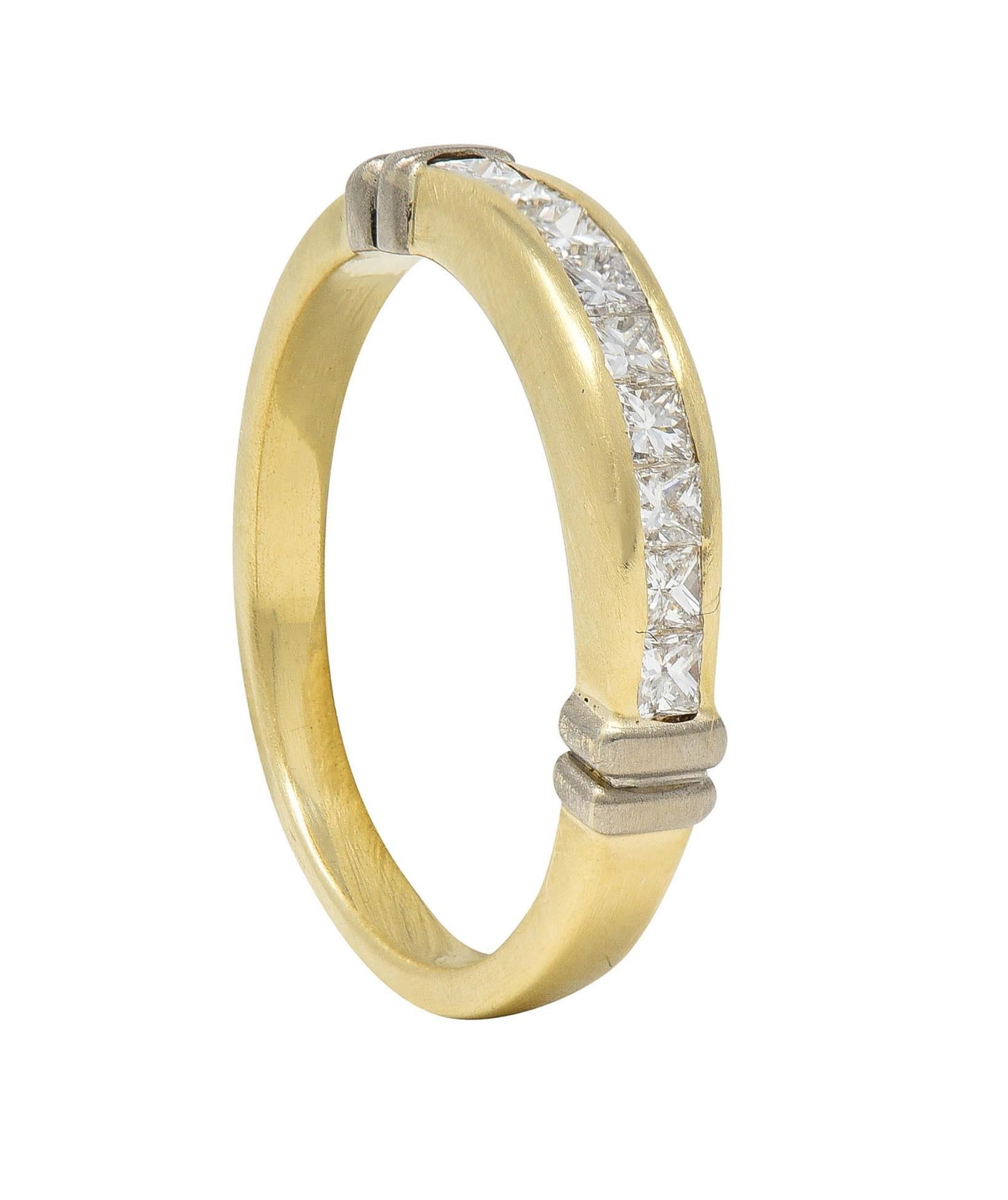 Vintage 0,45 Karat Prinzessin-Diamant 14K zweifarbiger Gold Channel-Ring, Vintage im Angebot 3