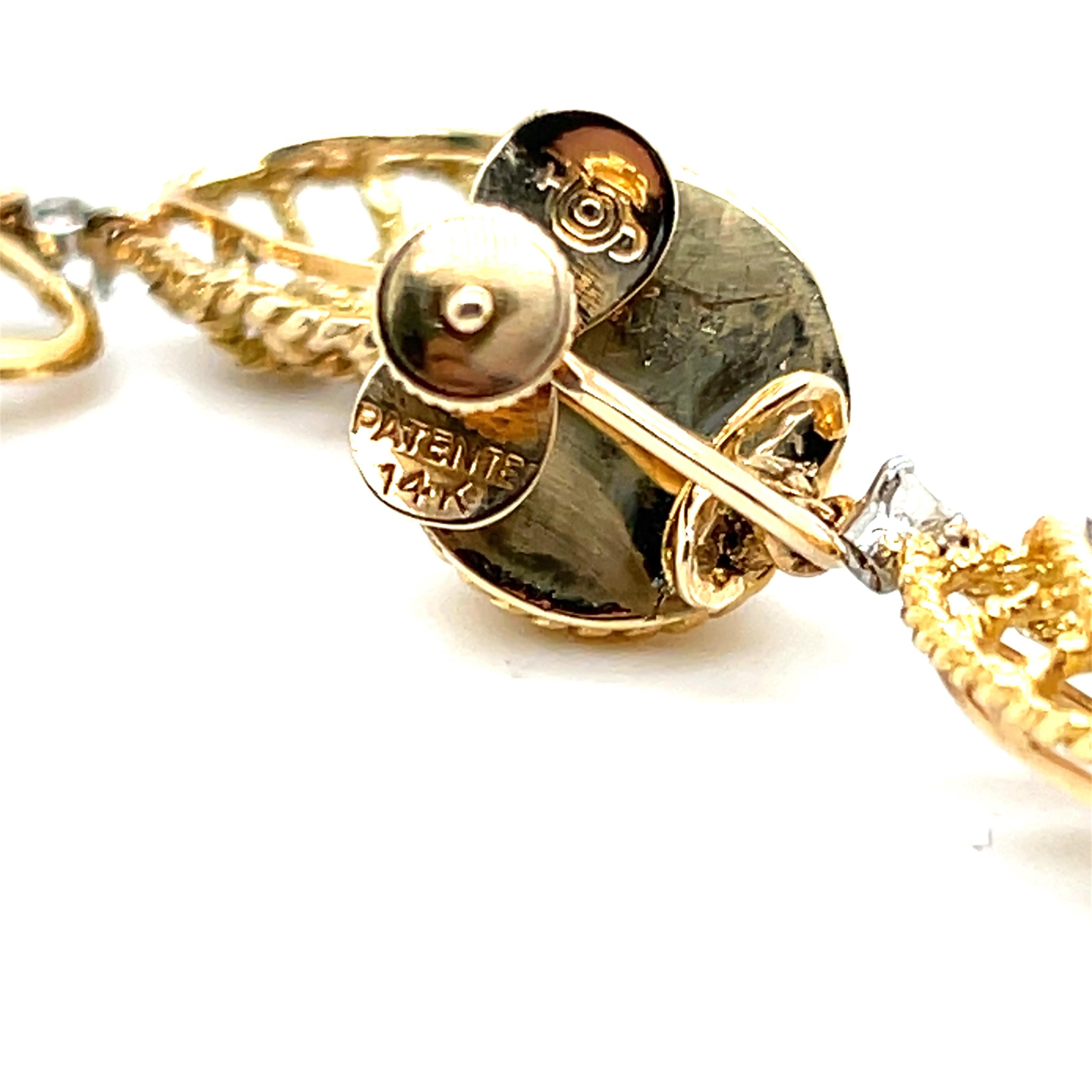 Vintage 0,45 tcw Diamant 14k Gelbgold baumeln nicht durchbohrt Ohrringe 1980s im Angebot 2