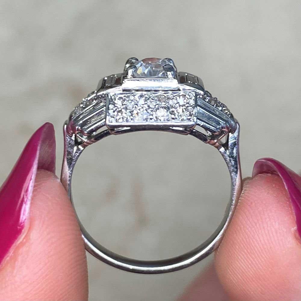 Vintage 0.45ct Old European Cut Diamond Engagement Ring, H Color, Platinum For Sale 6
