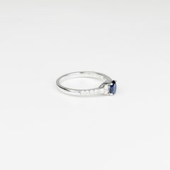 Vintage 0.47ct Sri Lanka Blue Sapphire Diamond Ring in 18K White Gold