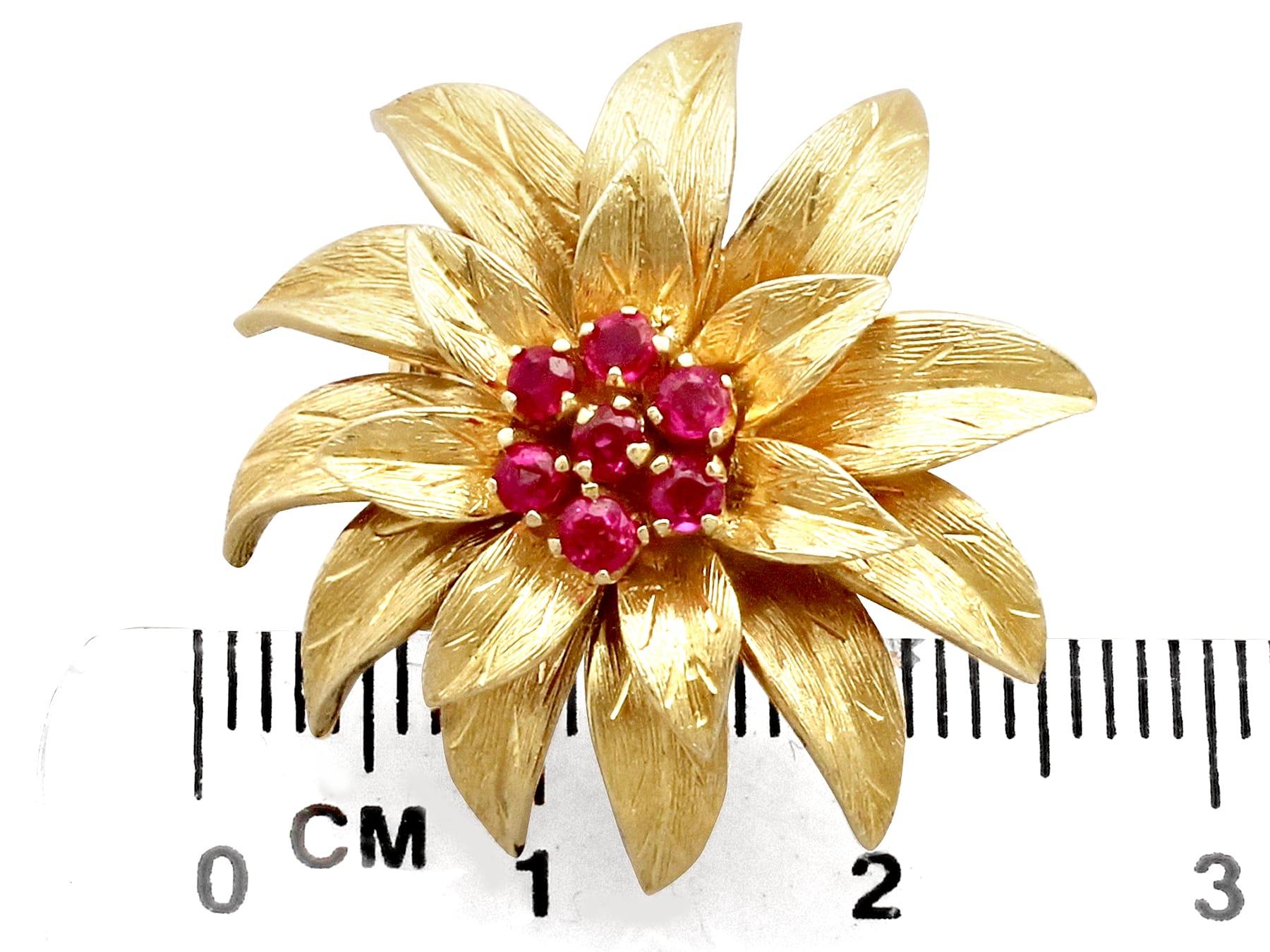 Vintage 0.48ct Ruby and 18k Yellow gold Earrings Circa 1990 For Sale 5