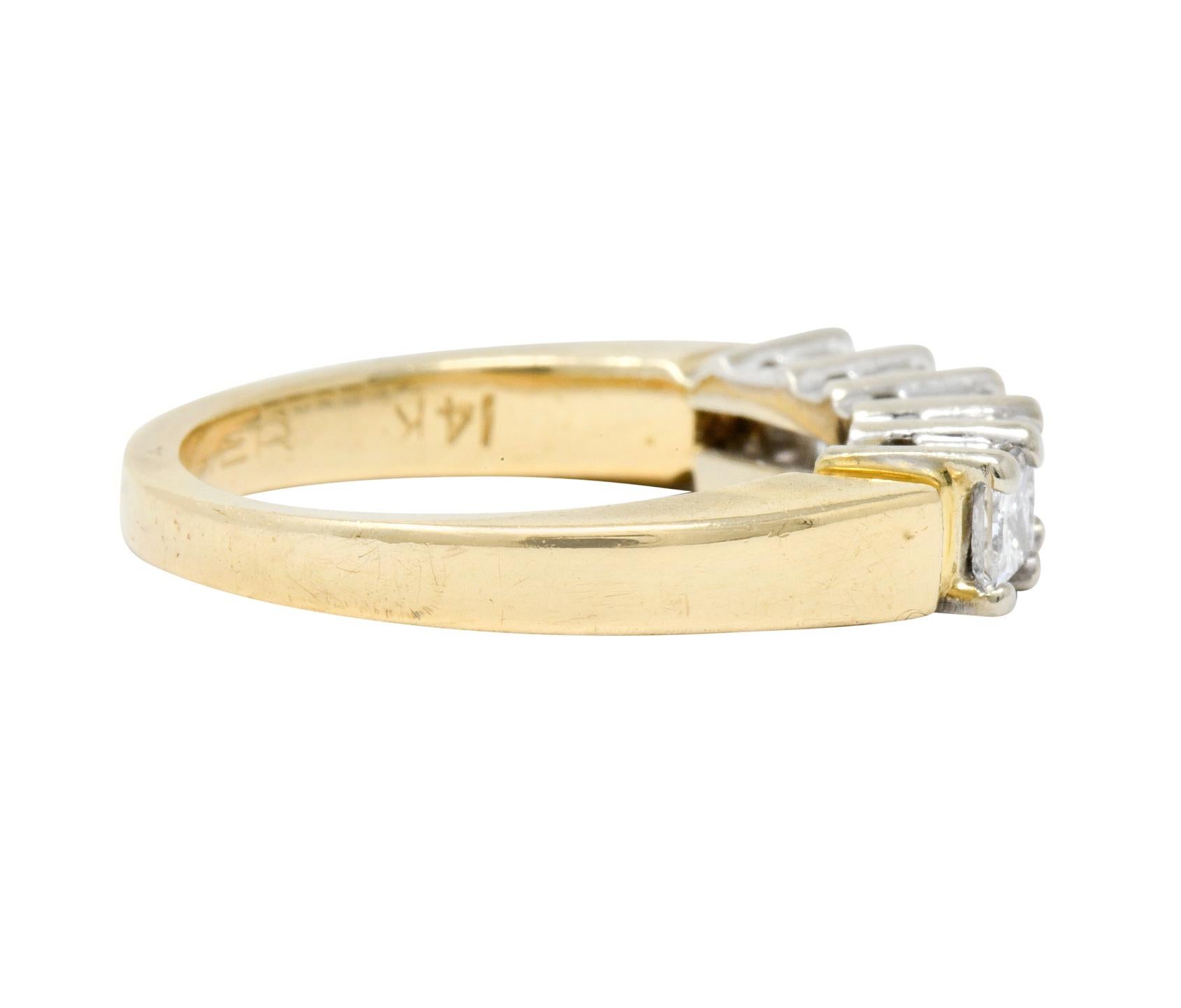 Contemporary Vintage 0.50 Carat Diamond 14 Karat Two-Tone Gold Band Ring