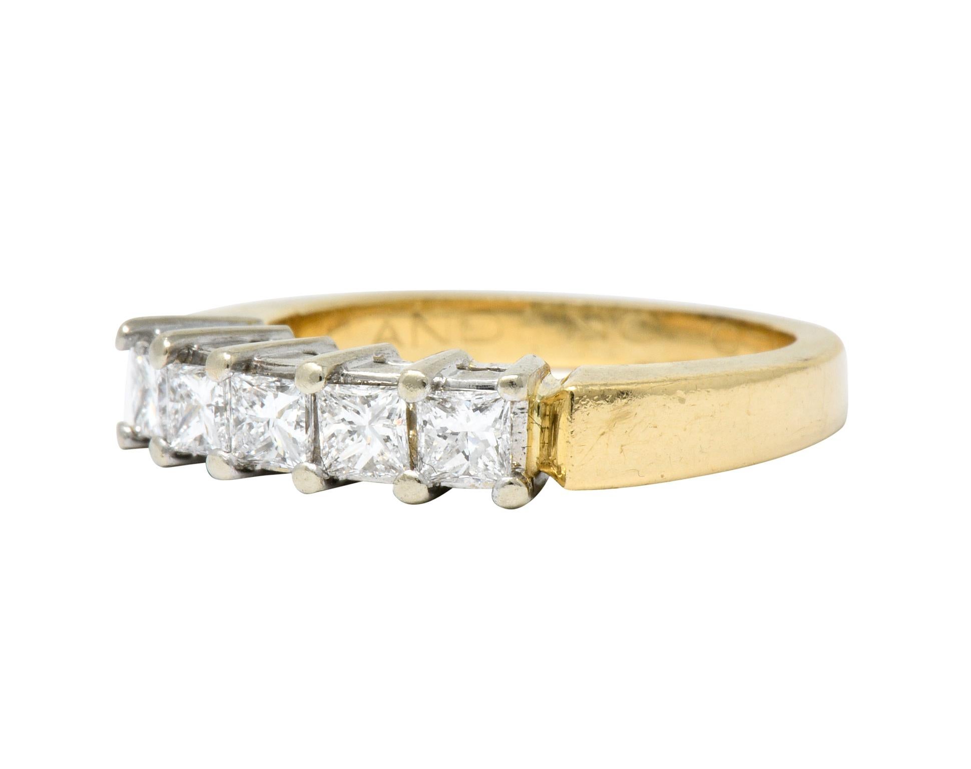Women's or Men's Vintage 0.50 Carat Diamond 14 Karat Two-Tone Gold Band Ring