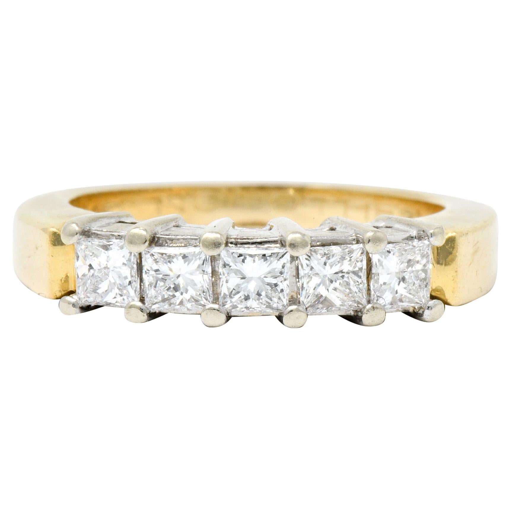 Vintage 0.50 Carat Diamond 14 Karat Two-Tone Gold Band Ring