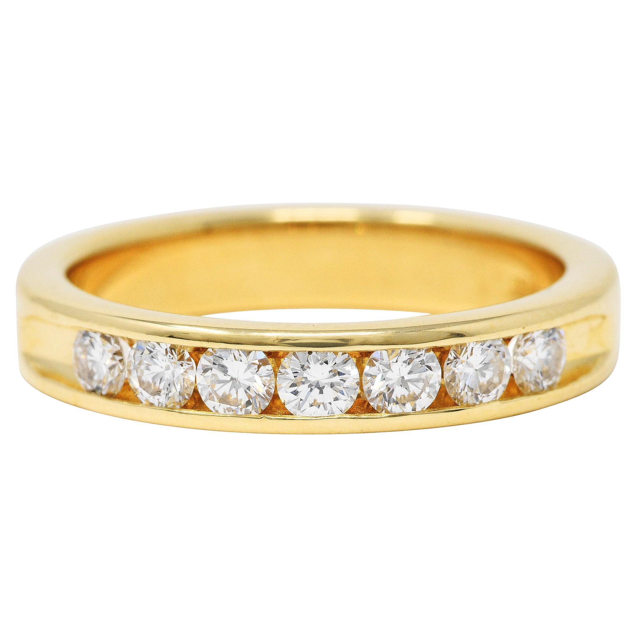 Vintage 0.50 Carat Diamond 18 Karat Yellow Gold Unisex Channel Band Ring