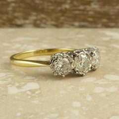 Vintage 0.50 Carat Diamond Engagement Ring, Three-Stone, Fancy Starburst Setting