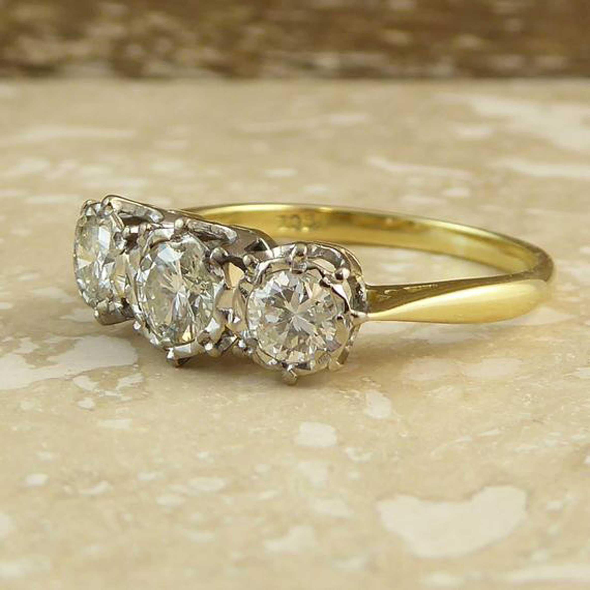 vintage 3 stone ring settings