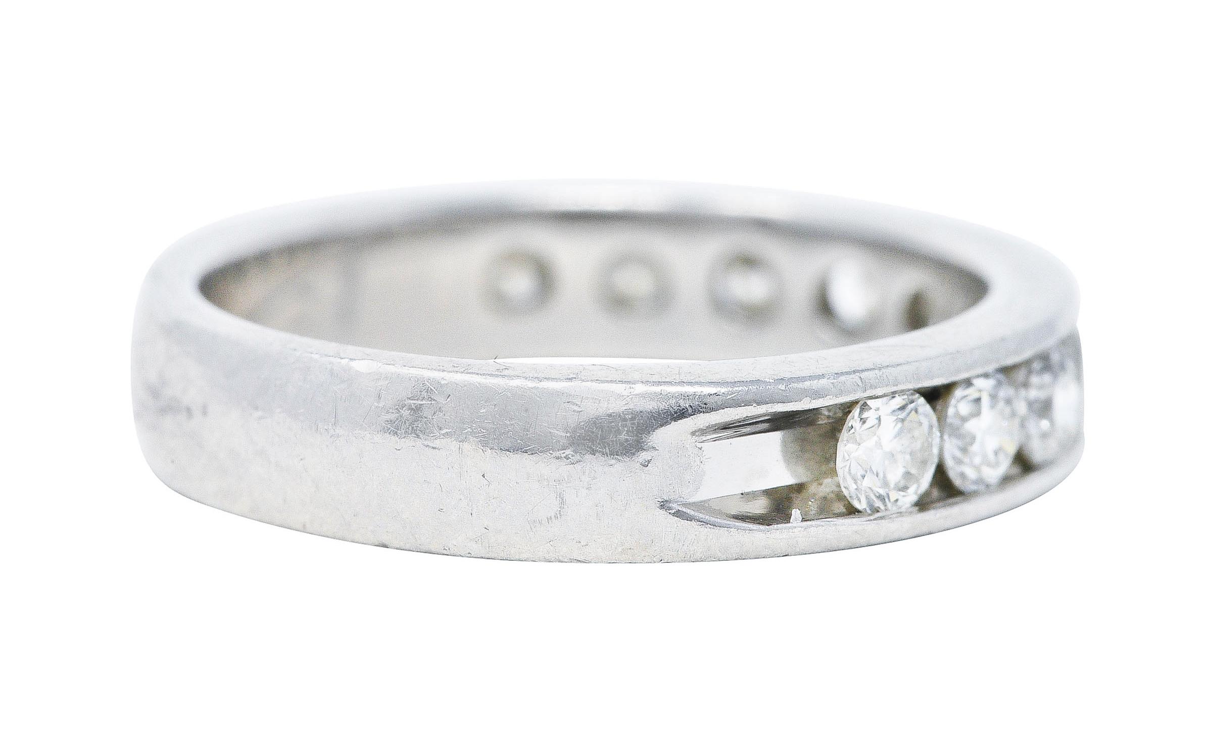 Contemporary Vintage 0.50 Carat Diamond Platinum Channel Wedding Band Ring