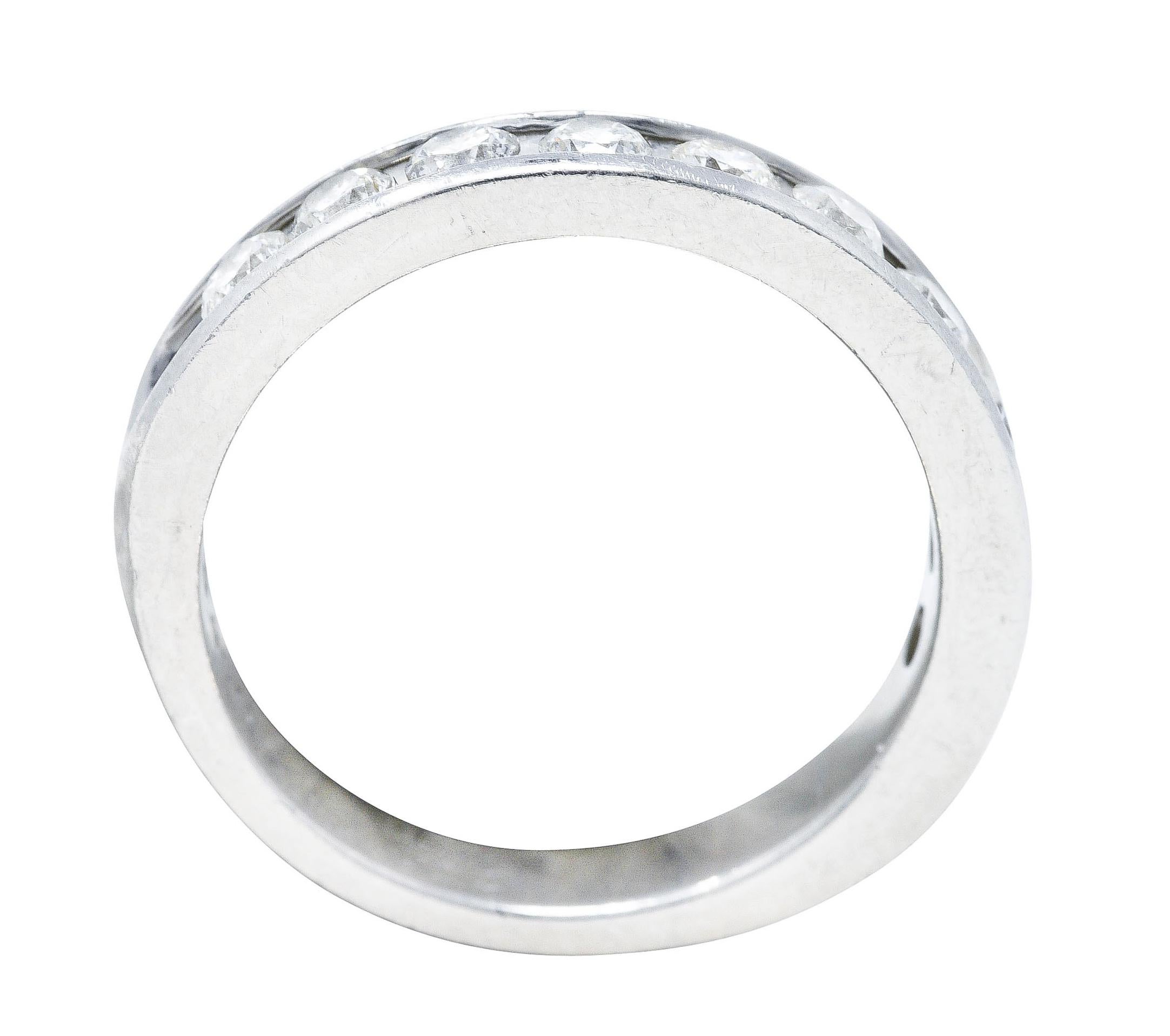 Vintage 0.50 Carat Diamond Platinum Channel Wedding Band Ring 1