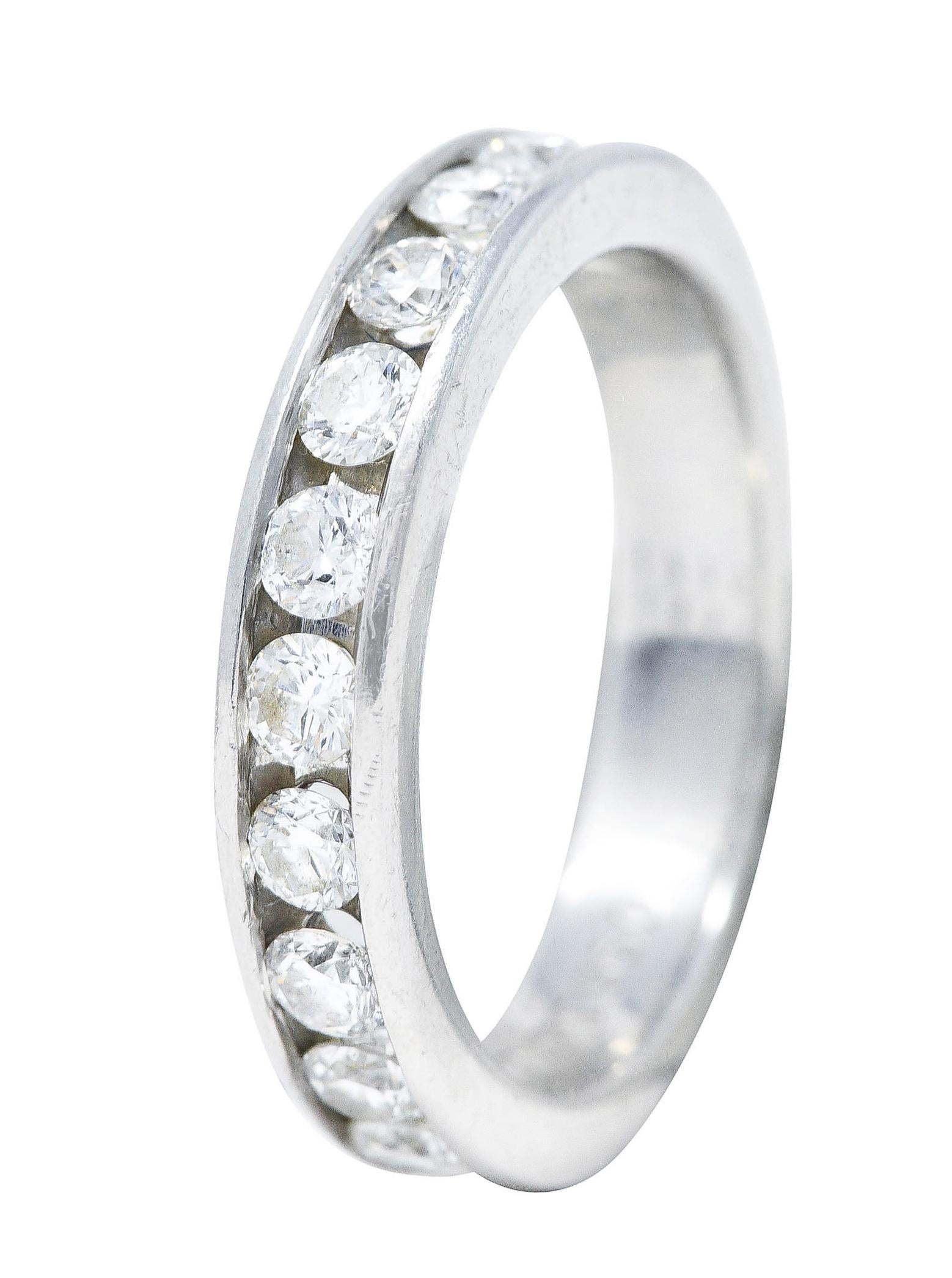 Vintage 0.50 Carat Diamond Platinum Channel Wedding Band Ring 2