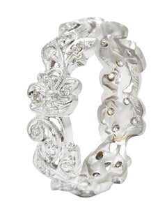 Vintage 0.50 Carat Diamond Platinum Floral Eternity Band Ring
