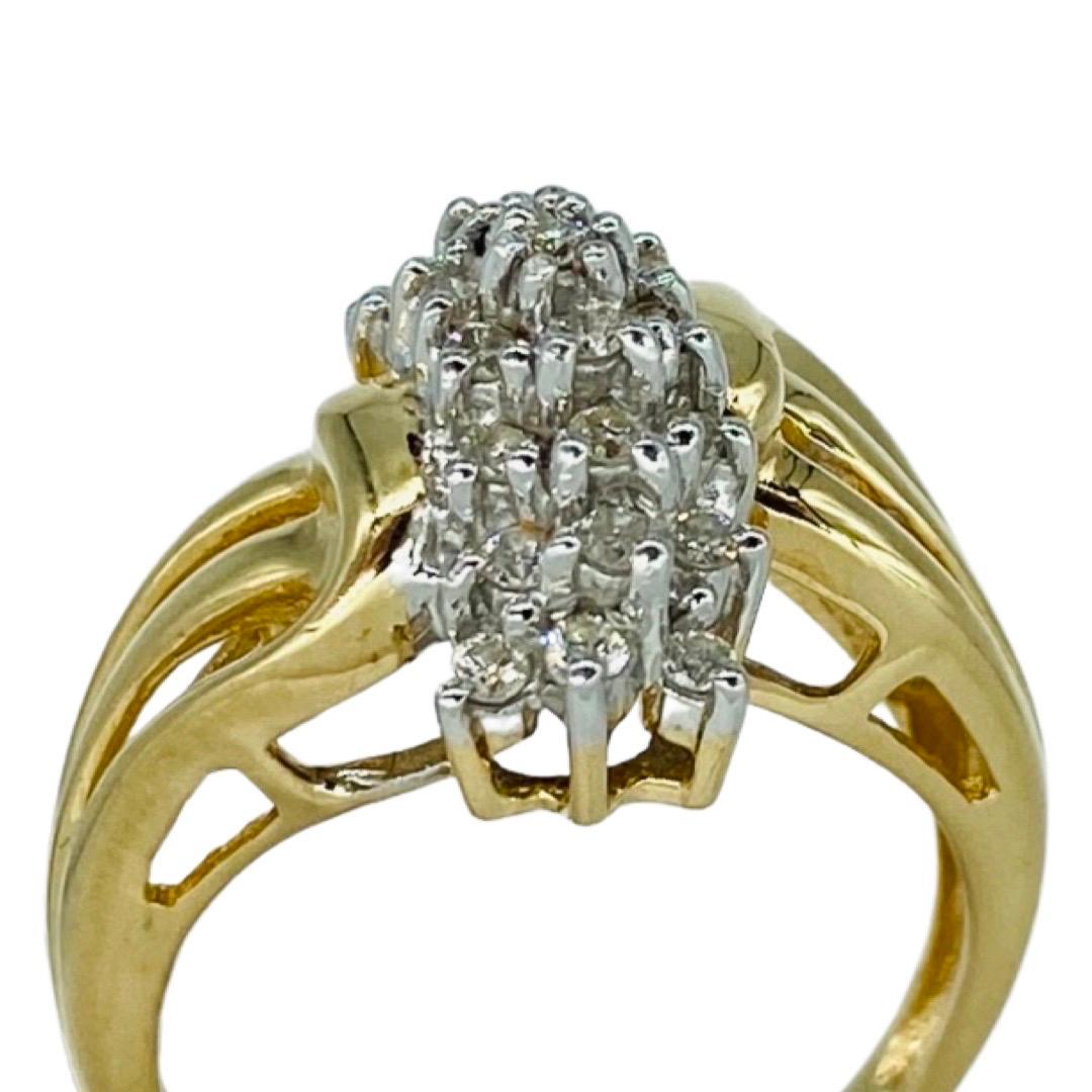 Women's Vintage 0.50 Carat Diamonds Cluster Ring 14k Gold For Sale