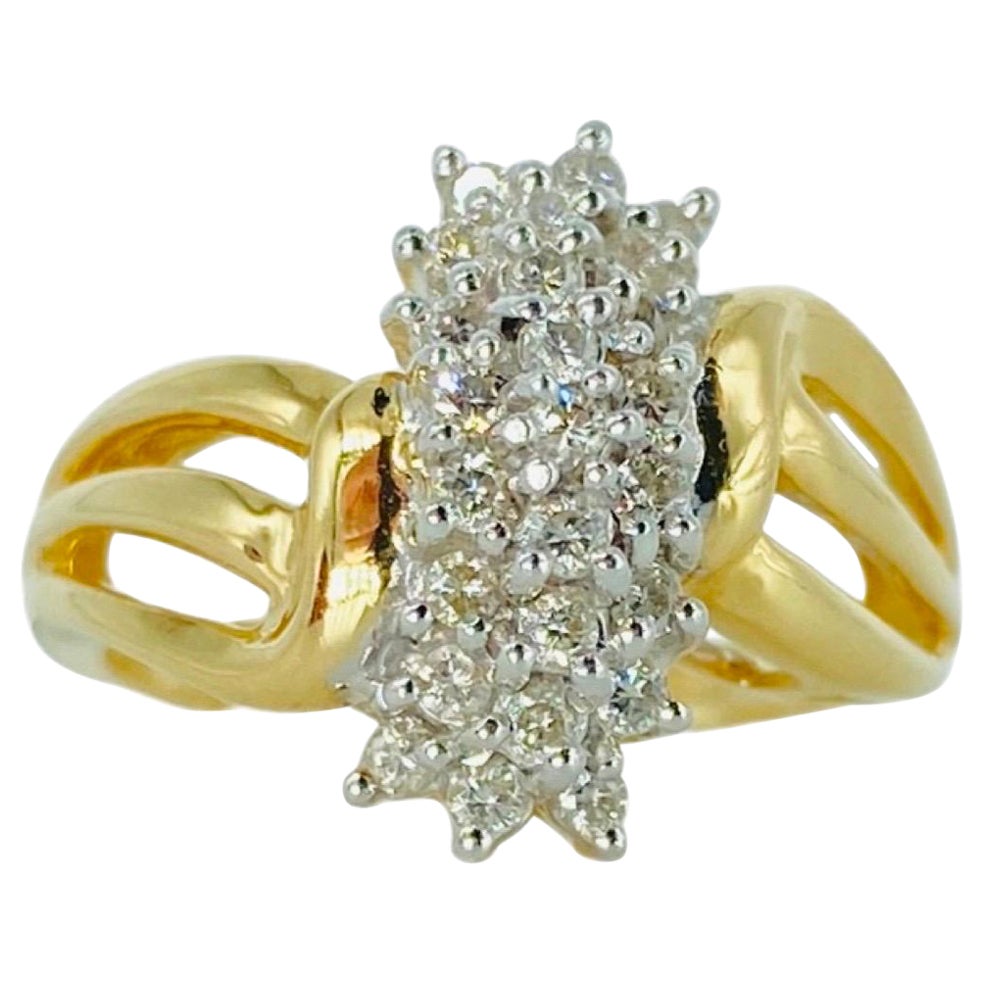 Bague vintage en or 14 carats avec grappe de diamants de 0,50 carat
