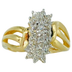 Bague vintage en or 14 carats avec grappe de diamants de 0,50 carat