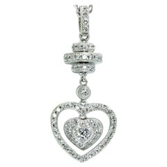 Vintage 0.50 Carat Diamonds Heart Swivel Pendant 18k White Gold