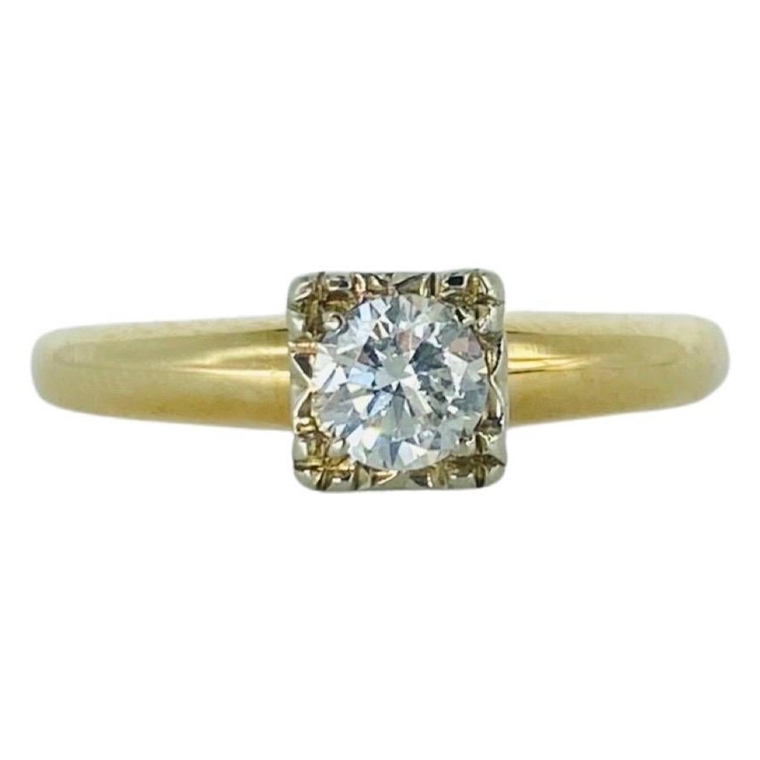 Anello di fidanzamento vintage con diamante rotondo da 0,50 carati in oro 14k