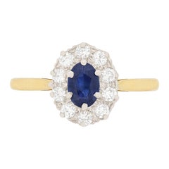 Vintage 0.50 Carat Sapphire and Diamond Engagement Ring, circa 1940s
