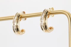 Vintage 0.50 CTW Baguette Cut Diamonds in 14K Yellow Gold J Hoop Earrings