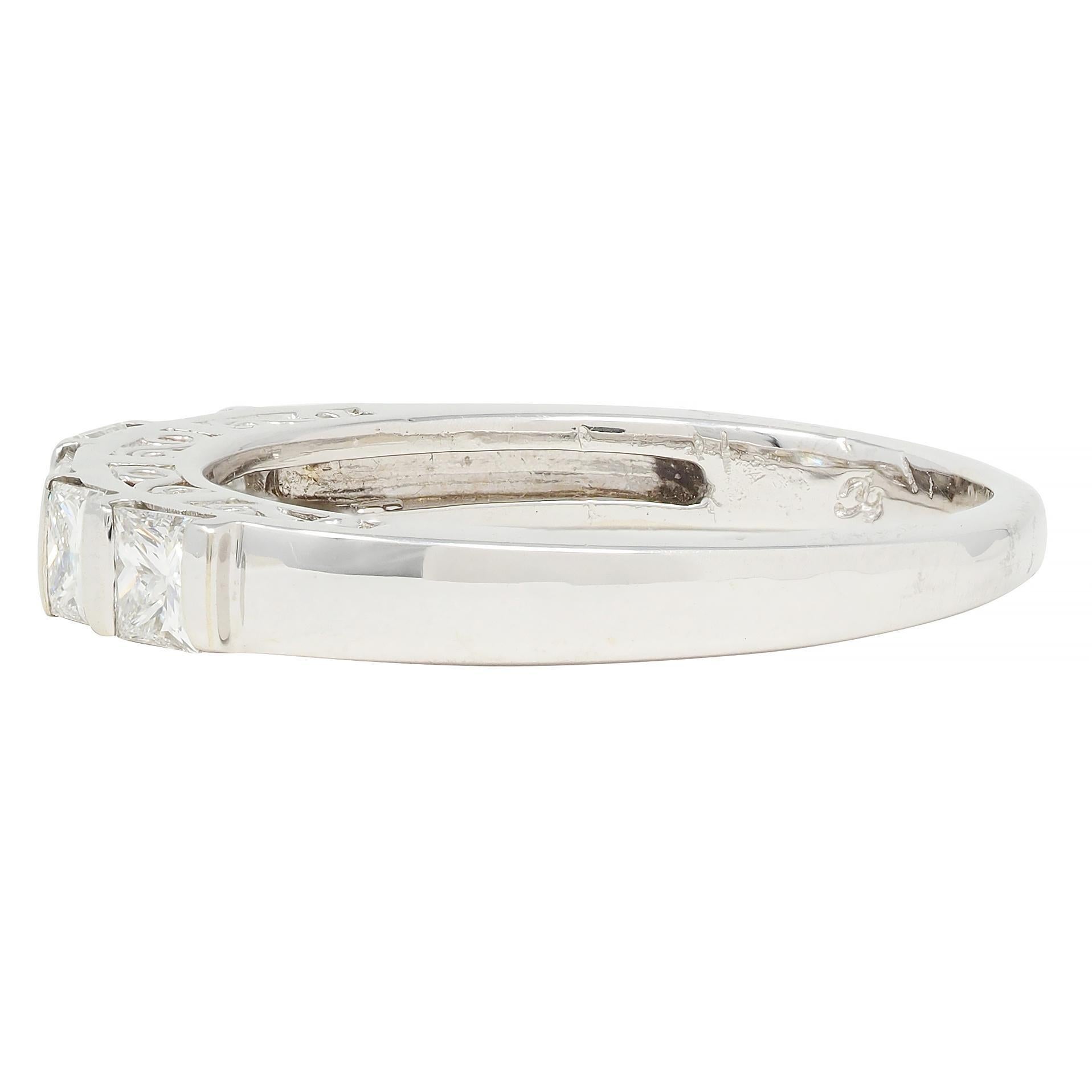 Women's or Men's Vintage 0.50 CTW Princess Cut Diamond 14 Karat Gold Scroll Wedding Band Ring For Sale