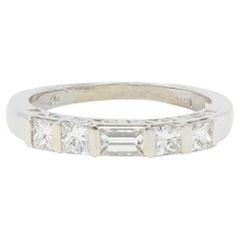 Vintage 0.50 CTW Princesse diamant coupe 14 Karat or anneau de mariage de rouleau