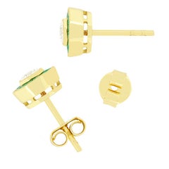 Vintage 0.50ct Diamond and Emerald Target Earrings, c.1980s