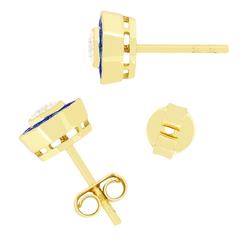 Pendientes vintage de diana de diamantes y zafiros de 0,50 ct, c.1980 en Bueno estado para la venta en London, GB