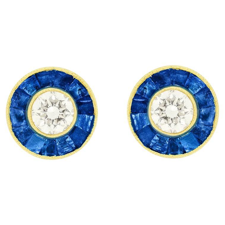 Orecchini vintage con diamanti e zaffiri da 0,50 carati, anni
80 ca.